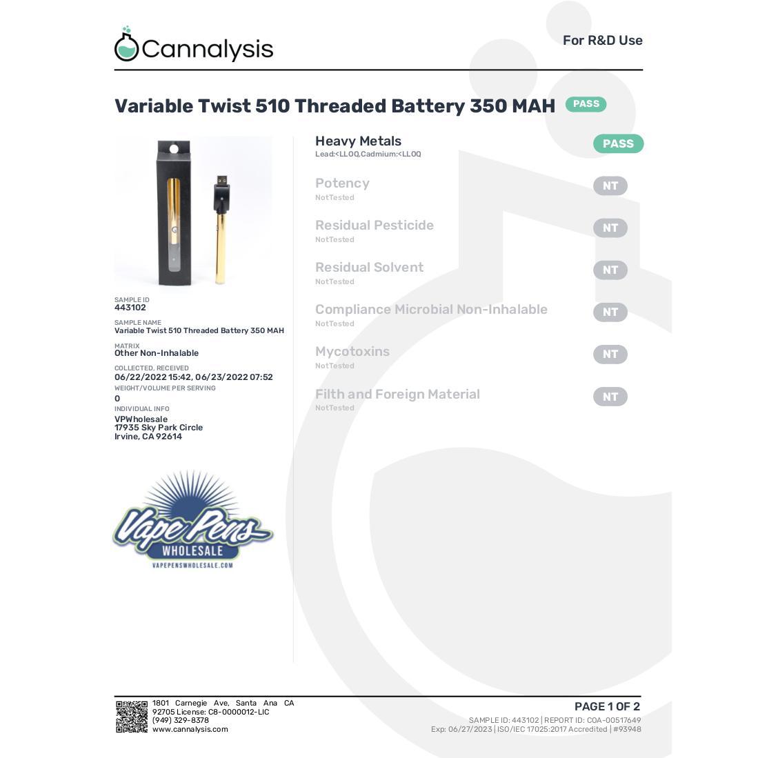 Black 510 Thread Battery Variable Twist-510 Thread Batteries-Vape Pens Wholesale