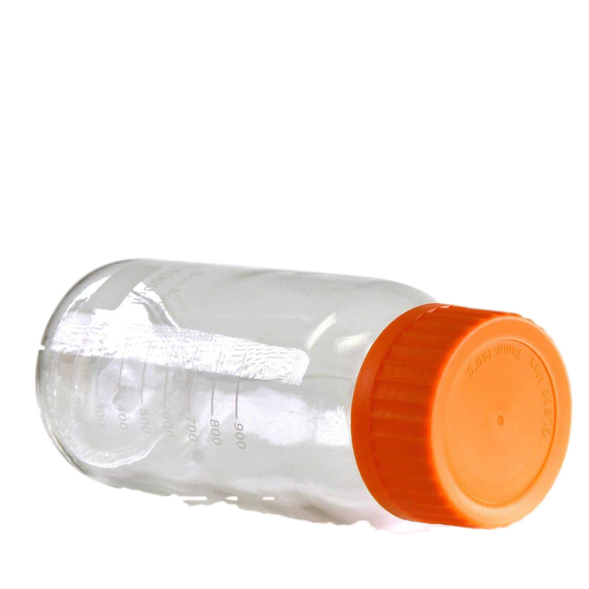 1000mL Clear Glass Reagent Bottle w/ Orange Cap, Wide-Mouth-Reagent Bottles-Vape Pens Wholesale